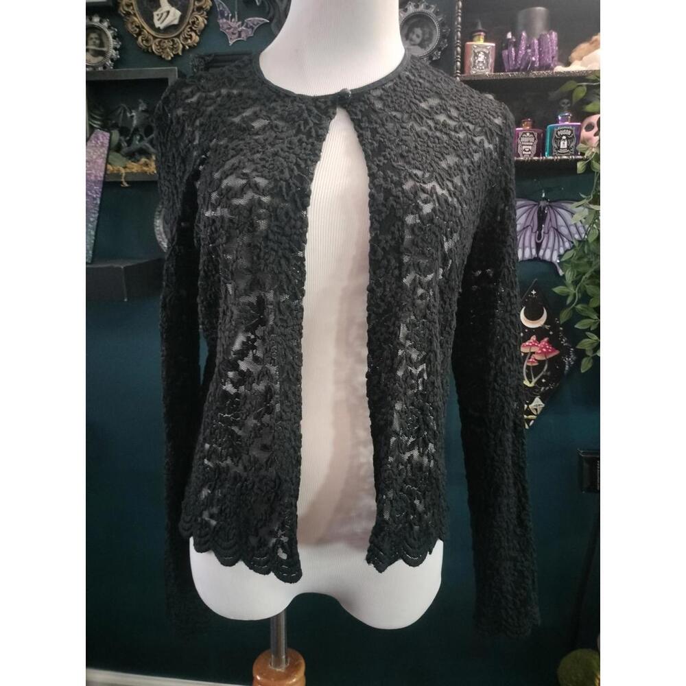 Black lace long sleeve cardigan